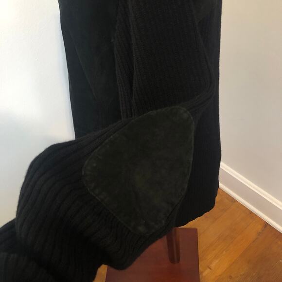 Vintage Y2K Terry Lewis Classic Luxuries Black Leather Wool Knit Jacket Suede L - Picture 5 of 11